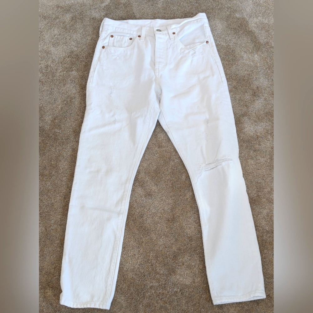 Levi's White 501 Skinny Distressed Women's Jeans